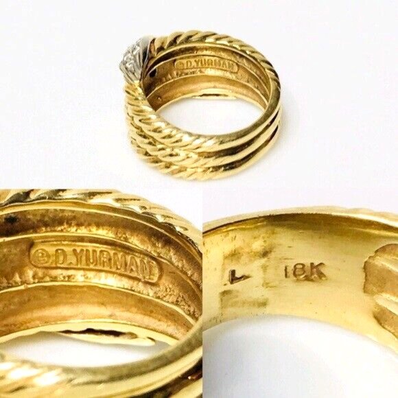David Yurman 18k Gold Diamond Crossover Ring - Picture 5 of 7